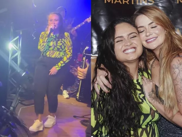 Luiza faz primeiro show após morte de Maurílio e ganha homenagem da namorada